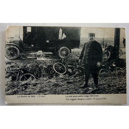 Cpa Originale Le Plus Gros Soldat Belge ( 123 Kilos) Guerre De 1914