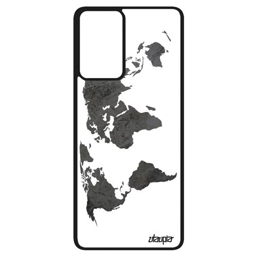 Coque pour Samsung A52 silicone Carte monde pays housse terre effet 4G atlas portable geographie gris planete design jolie de galaxy