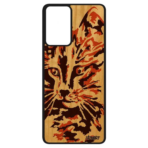 Coque Pour Samsung Galaxy A52 En Bois Silicone Chat Mobile De Luxe Telephone Chaton Antichoc Housse Petit Peinture Pas Cher Marron
