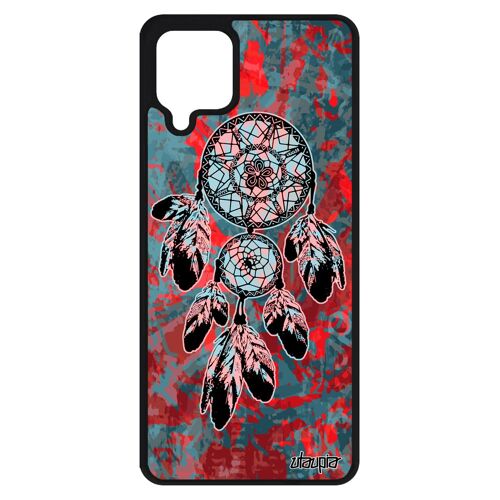 Coque Samsung Galaxy A12 silicone attrape reve tendance oriental amerindien Noir coquillage capteur de design hippie peinture souple