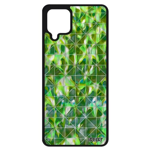 Coque silicone A12 design carreau telephone antichoc jolie carre effet vert housse mobile motif marbre original de Samsung galaxy