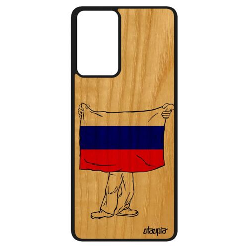 Coque Pour Samsung A52s Bois Naturel Silicone Drapeau Russie Russe Portable Foot Basket Telephone Jo Football Coupe Du Monde Galaxy