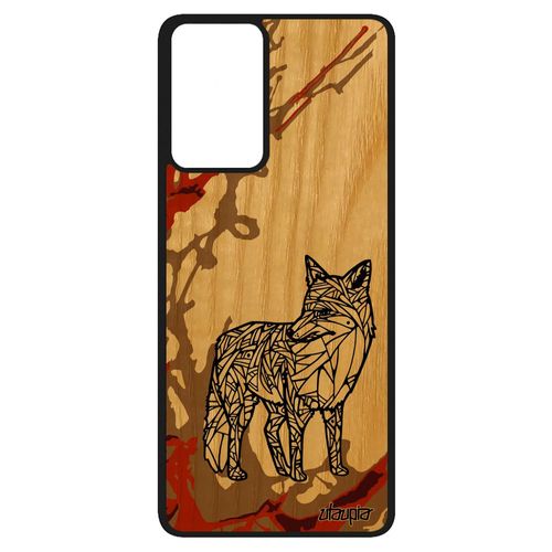 Coque Silicone Samsung Galaxy A52 En Bois Renard Azteque Ethnique Unique Marron Tribal Roux Animal Dessin Jolie Malin Art Portable