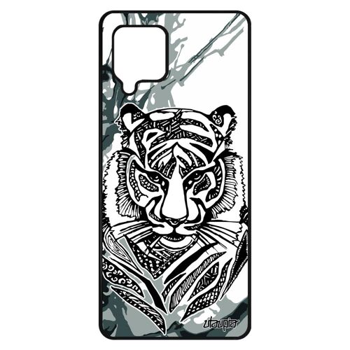 Coque tigre pour Samsung A42 silicone syberie sauvage tasmanie solide animaux tatouage peinture Gris dessin arbre housse art galaxy
