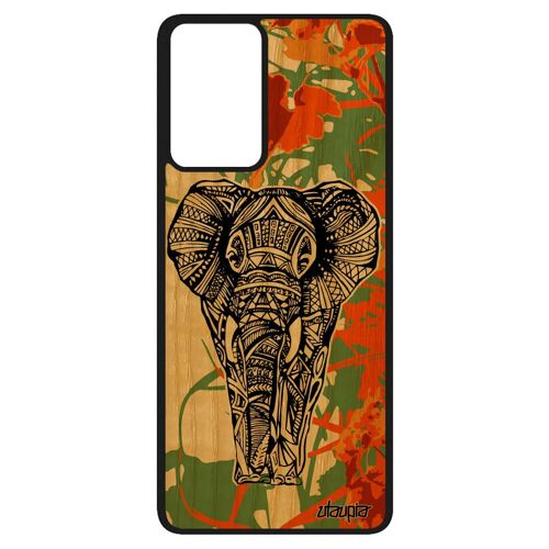 Coque Bois Elephant A52s Silicone Garcon Dessin D'asie Tribal Housse Telephone Cover Animaux Ethnique Memoire Naturel Samsung Galaxy