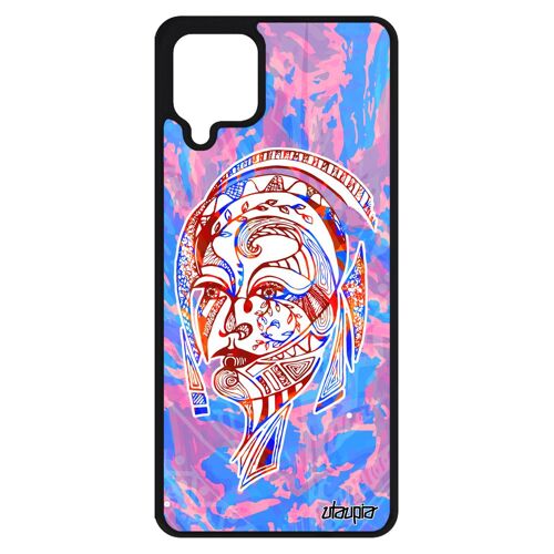Coque A12 En Silicone Femme Azteque Housse Pastel Fille Fleur Plume Bleu Portrait Case Smartphone Tribal Telephone Samsung Galaxy