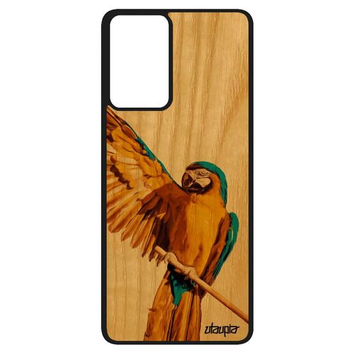 Coque Silicone Pour Samsung Galaxy A52 Bois Veritable Perroquet Mobile Sm-A525f Animaux Jaune Oiseau Frêne Originale Design Perruche