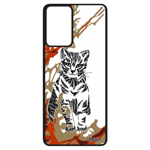 Coque Silicone Samsung Galaxy A52 Chat Chaton Bumper Petit Azteque Housse Matou Art 4g Sauvage Peinture Graphique Marron Tigré Arbre