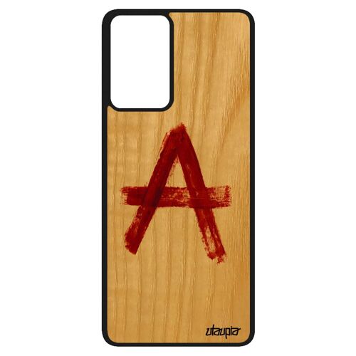 Coque Pour A52s En Bois Silicone Anarchie Metal Telephone Pas Cher Punk Graff De Protection Symbole Etui Mur 4g Rouge Samsung Galaxy