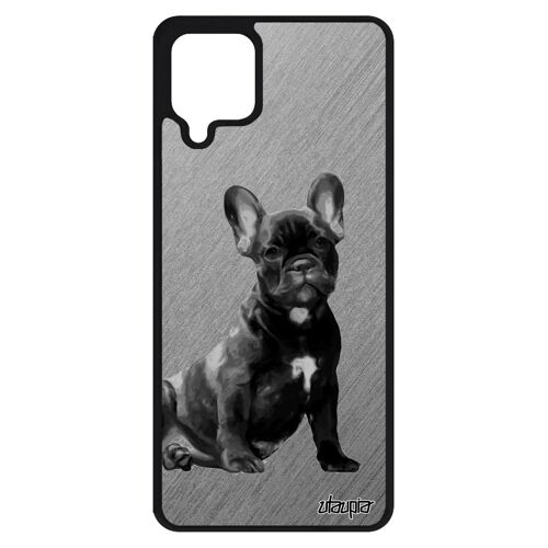 Coque Pour A12 Silicone Chien Chiot Bumper Dessin Smartphone Design Animaux Bulldog Francais Animal Mignon Gris Effet Samsung Galaxy