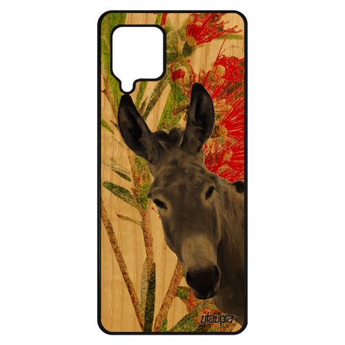 Coque Samsung Galaxy A42 Bois Silicone Ane Mobile Housse Design Nature Peinture Fleurs Animal Mule Animaux Bourrique Anesse Etui De