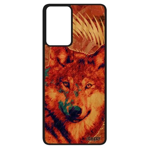 Coque En Bois Loup Samsung A52s Silicone Motif Animaux Louve Rigide Animal Noir Texture Telephone Orange Bête Sauvage Mandala Galaxy