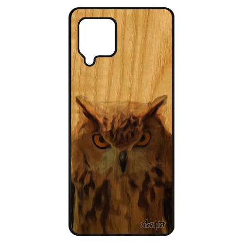 Coque Bois Naturel Silicone Samsung A42 Hibou Motif Chouette Housse Smartphone Case Jolie Animal Oiseau Design Telephone De Galaxy