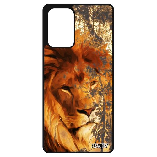 Coque pour A72 en silicone lion bumper orange design lionne housse savane mobile nature animaux roi felin animal case Samsung galaxy