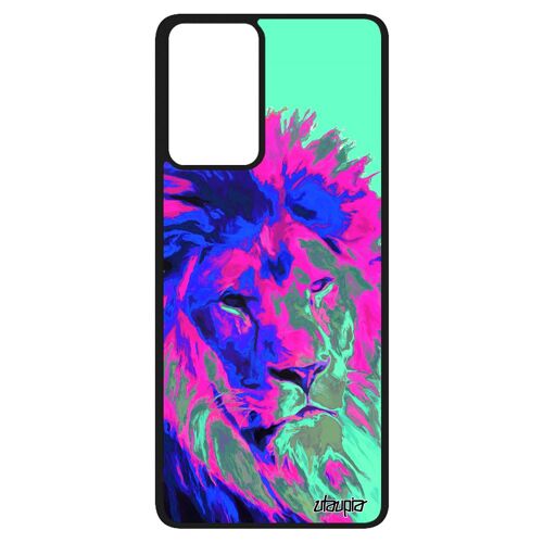 Coque Lion Samsung A52s Silicone Pochoir Roi Peinture Animaux Etui Animal Fauve Nature Design Unique Violet Street Art Felin Galaxy