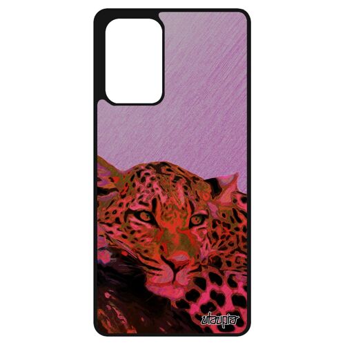 Coque Samsung Galaxy A72 silicone leopard guepard jaguar telephone portable original predateur aluminium fauve souple rose texture
