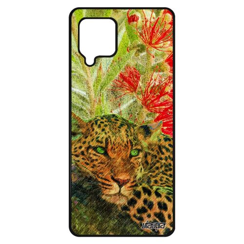 Coque Pour Samsung A42 Silicone Leopard Guepard Jaguar Noir Design Unique Animaux Vert Fleurs Afrique Animal Felin Dessin 4g Galaxy