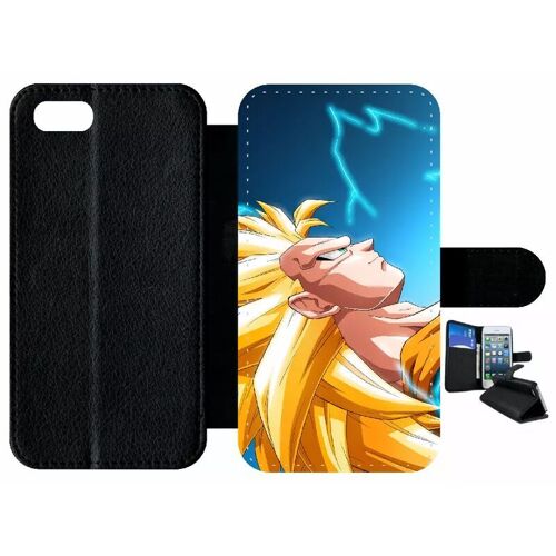 Etui À Rabat Iphone 7 - Dragon Ball Z Gohan Super Saiyan 3 - Simili-Cuir - Noir
