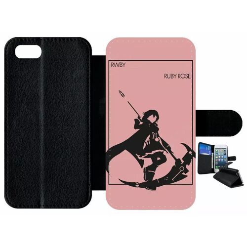 Etui À Rabat Iphone 7 - Rwby Rose - Simili-Cuir - Noir