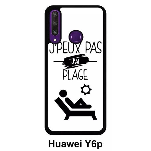 Coque huawei y6p - j peux pas j ai plage 1 - silicone - noir