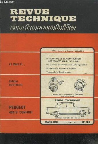 Revue Technique Automobile N°263, Mars 1968. Peugeot 404/8 Confort