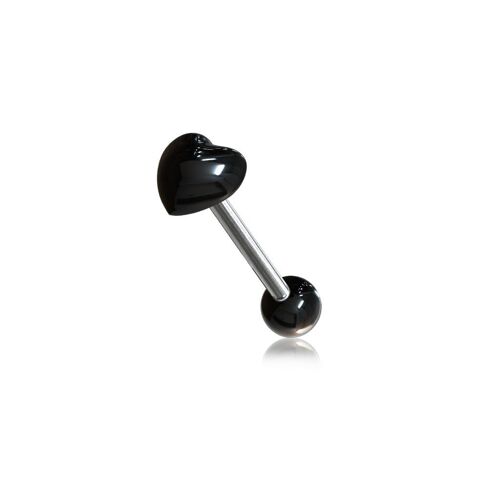 Piercing Langue Coeur Acier Chirurgical Inoxydable Anti Allergique Barbell Venus Noir