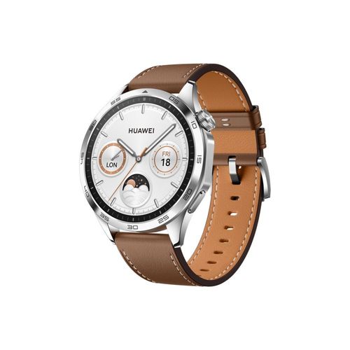 Montre connectée Huawei Watch GT 4 46 mm Classic bracelet en cuir Marron