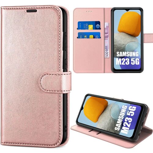 Coque Pour Samsung Galaxy M23 5g Effet Cuir Rose Protection Renforcée Fermeture Magnétique Antichoc - E.F.Connection