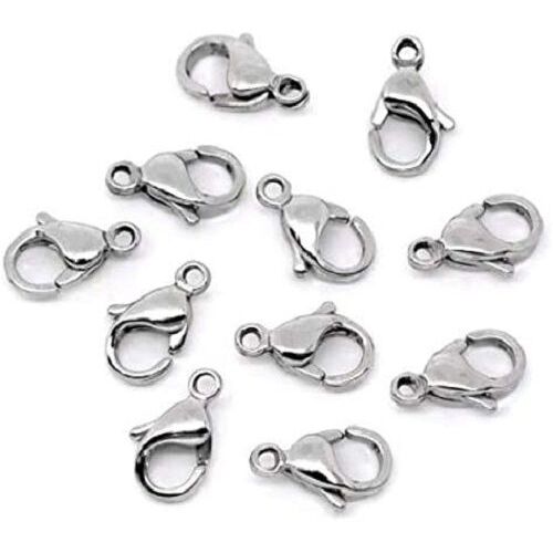 Lot De 100 Fermoirs Mousquetons En Métal Plaque Nickel 12x 5mm Argenté Pour Création Bijoux Collier Bracelet
