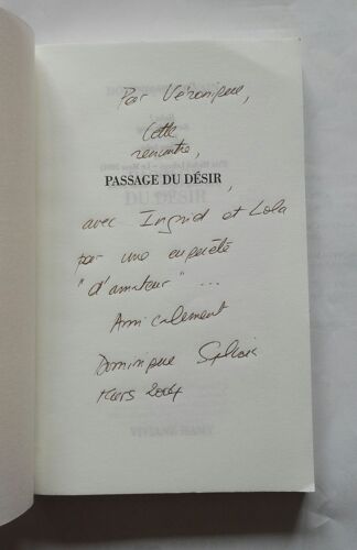 Dominique Sylvain Passage Du Désir Avec Un Envoi Autographe Signé 2004 Viviane Hamy