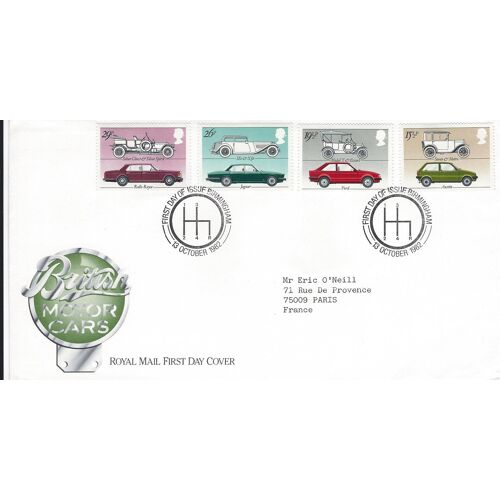 Royaume-Uni - Enveloppe 1er Jour - 1982 - British Motor Cars - 4 Valeurs - Yt 1058 1059 1060 1061