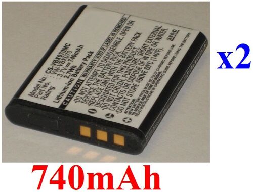 Pack de 2 Batteries Pour PANASONIC VW-VBX070 VBX070E VBX070E-W HX-DC1 HX-DC10 HX-WA10  **740mAh**