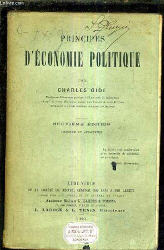 Principes D'economie Politique / 9e Edition Corrigee Et Augmentee.
