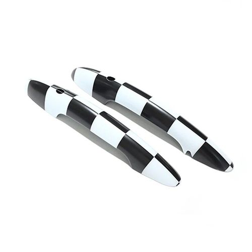 Autocollant De Couverture De Poignée De Porte Black Feel,Garniture Pour Mini Cooper S Jcw F56 F57,Pièces Extérieures De Style De Voiture,Accessoires,2 Pièces En - Type Big Checker-With Hole And Light
