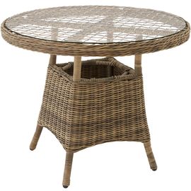 Table De Jardin En Aluminium Avec Plateau En Verre Amovible 91x73,5cm - Marron Naturel