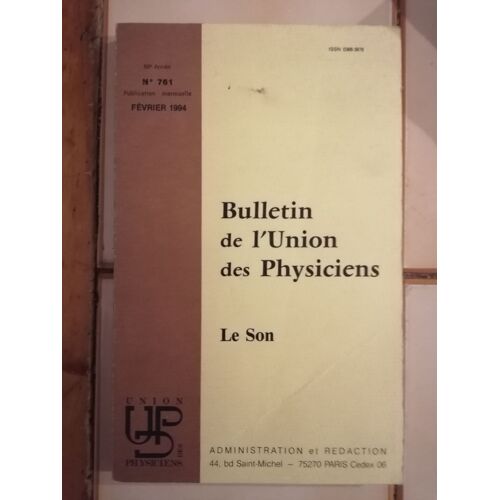 Bulletin De L Union Des Physiciens Numero 761 Fevrier 1994