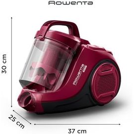 Aspirateur sans sac, Capacité 1,2 L, Haute performance, Moteur basse consommation, Compact, Brosse parquet RO2933EA, Bordeaux