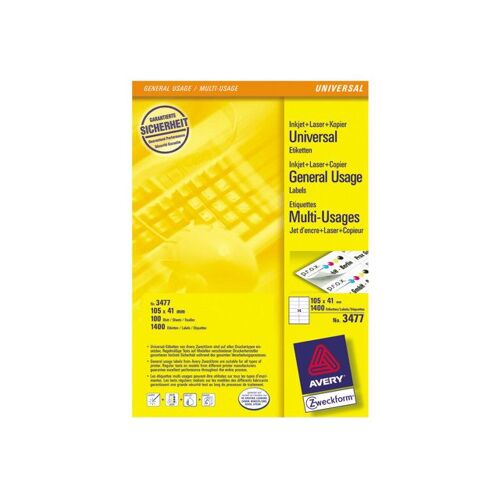 Avery - Blanc - 105 x 41 mm 1400 étiquette(s) (100 feuille(s) x 14) étiquettes multi-emploi