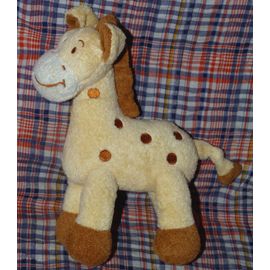 Girafe Doudou Peluche Blanc Jaune Marron Natalys 25 Cm