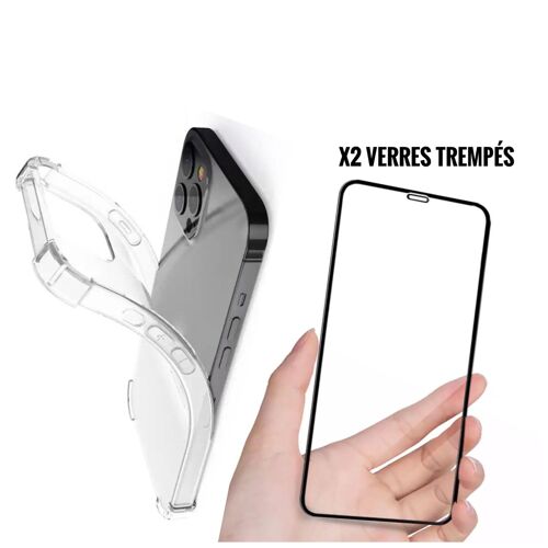 Coque Iphone 11 Pro Max Et 2 Verre Trempé Vitre De Protection Intégrale Full Screen Cover Couverture Complète 360° Ghl Tech