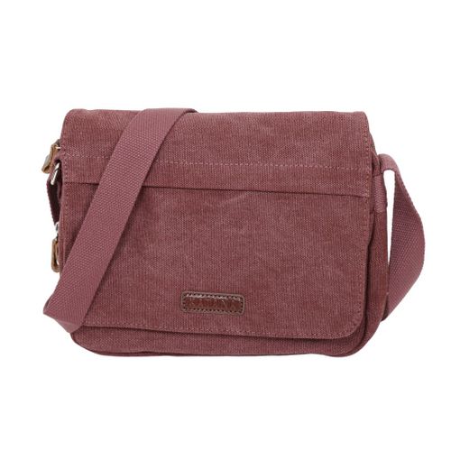 Besace KATANA Toile garnie Cuir de Vachette - Bordeaux