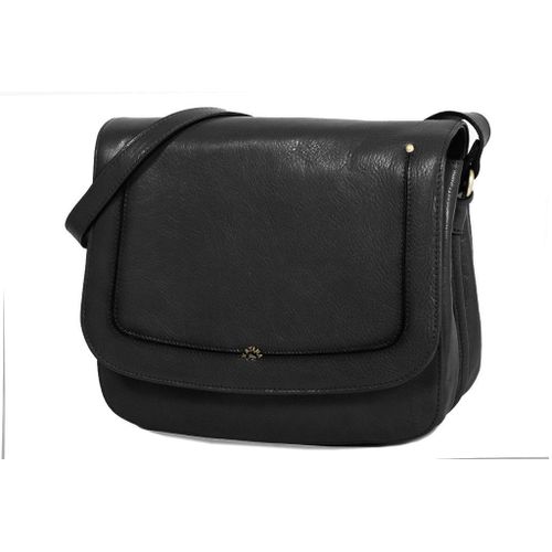 Besace Katana Cuir de Vachette collet végétal 66802 - Noir