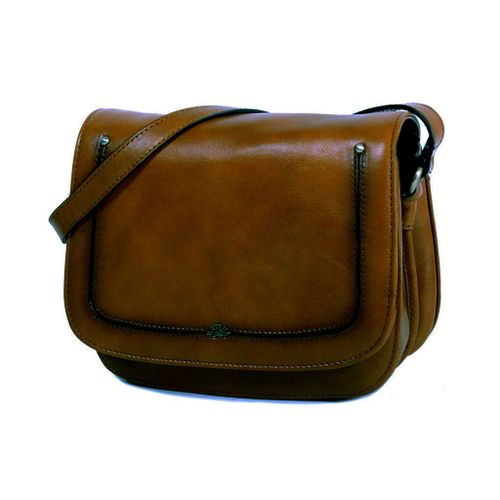 Besace Katana en Cuir de Vachette collet végétal 66801 - Chocolat