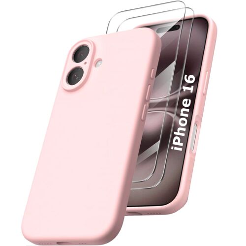 Coque Silicone Rose + 2 Verres Trempes Pour iPhone 16 Little Boutik©