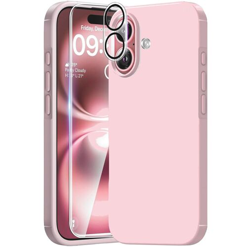 Coque Silicone Rose + Verre Trempe et Protection Camera Arriere Pour iPhone 16 Plus Little Boutik®