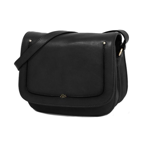 Besace Katana en Cuir de Vachette collet végétal 66801 - Noir