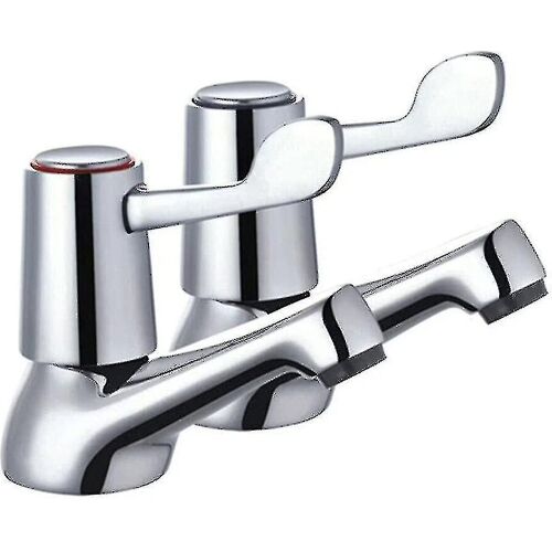 Levier de robinetterie de salle de bain - 1/2 robinets de lavabo baignoire avec boutons métalliques pilier chromé poli plaqué