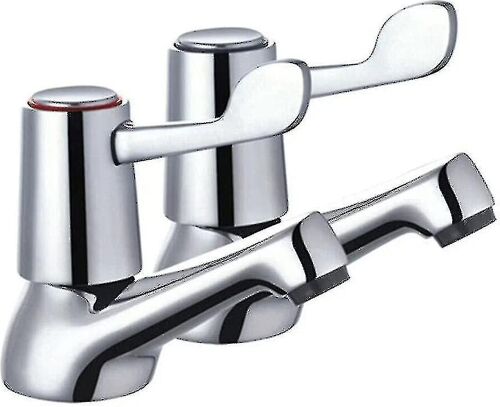 Levier de robinetterie de salle de bain - 1/2 robinets de lavabo baignoire avec boutons métalliques pilier chromé poli plaqué
