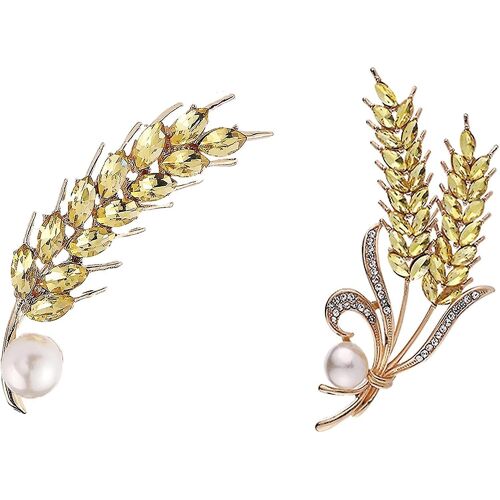 Broches D'oreille De Blé Épingles Pour Femmes Mode Élégant Or Strass Cristal Broches Pour Femmes Broches Pin Personnalisé 2pcs