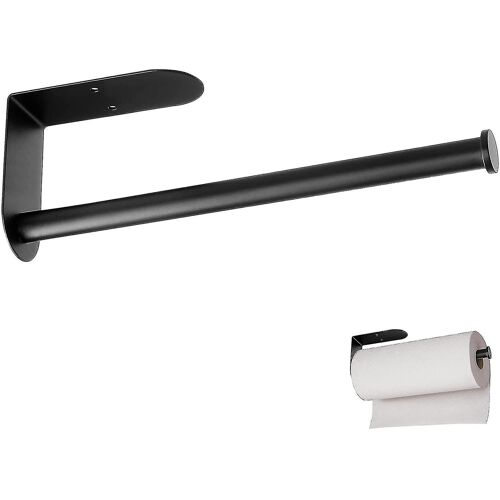 Porte-serviettes en papier noir, autocollant ou perçage, porte-serviettes en papier mural, support de rouleau de cuisine en acier inoxydable 304 sous armoire